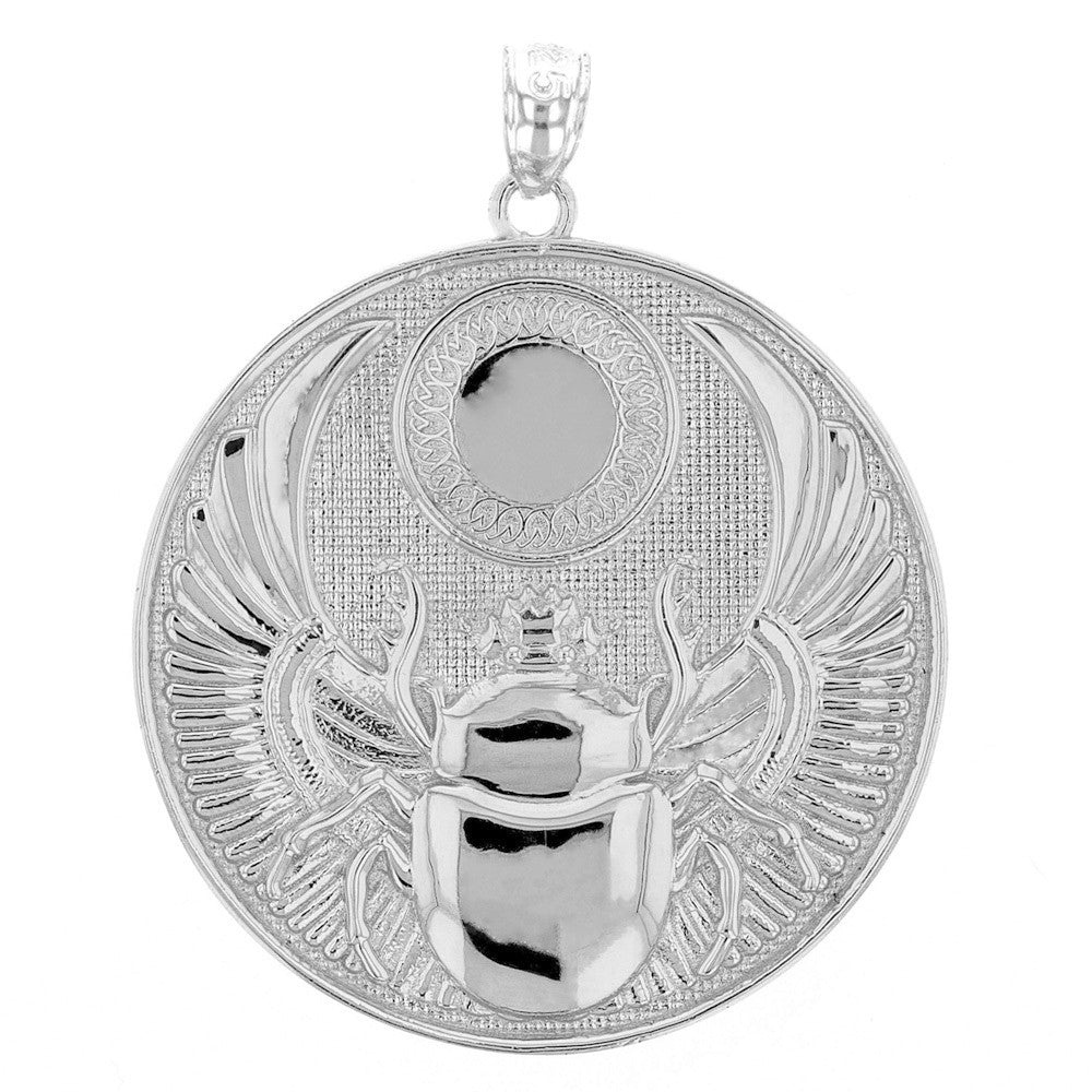 Sterling Silver Ancient Egyptian Scarab Beetle Pendant Necklace