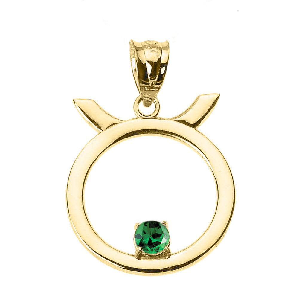 12 Astrological Gold Zodiac Sign With Birthstone Pendant Necklace (Available in Yellow/Rose/White Gold)