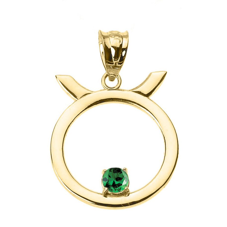 12 Astrological Gold Zodiac Sign With Birthstone Pendant Necklace (Available in Yellow/Rose/White Gold)