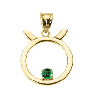 12 Astrological Gold Zodiac Sign With Birthstone Pendant Necklace (Available in Yellow/Rose/White Gold)