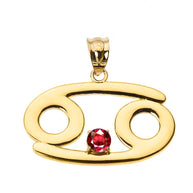 12 Astrological Gold Zodiac Sign With Birthstone Pendant Necklace (Available in Yellow/Rose/White Gold)