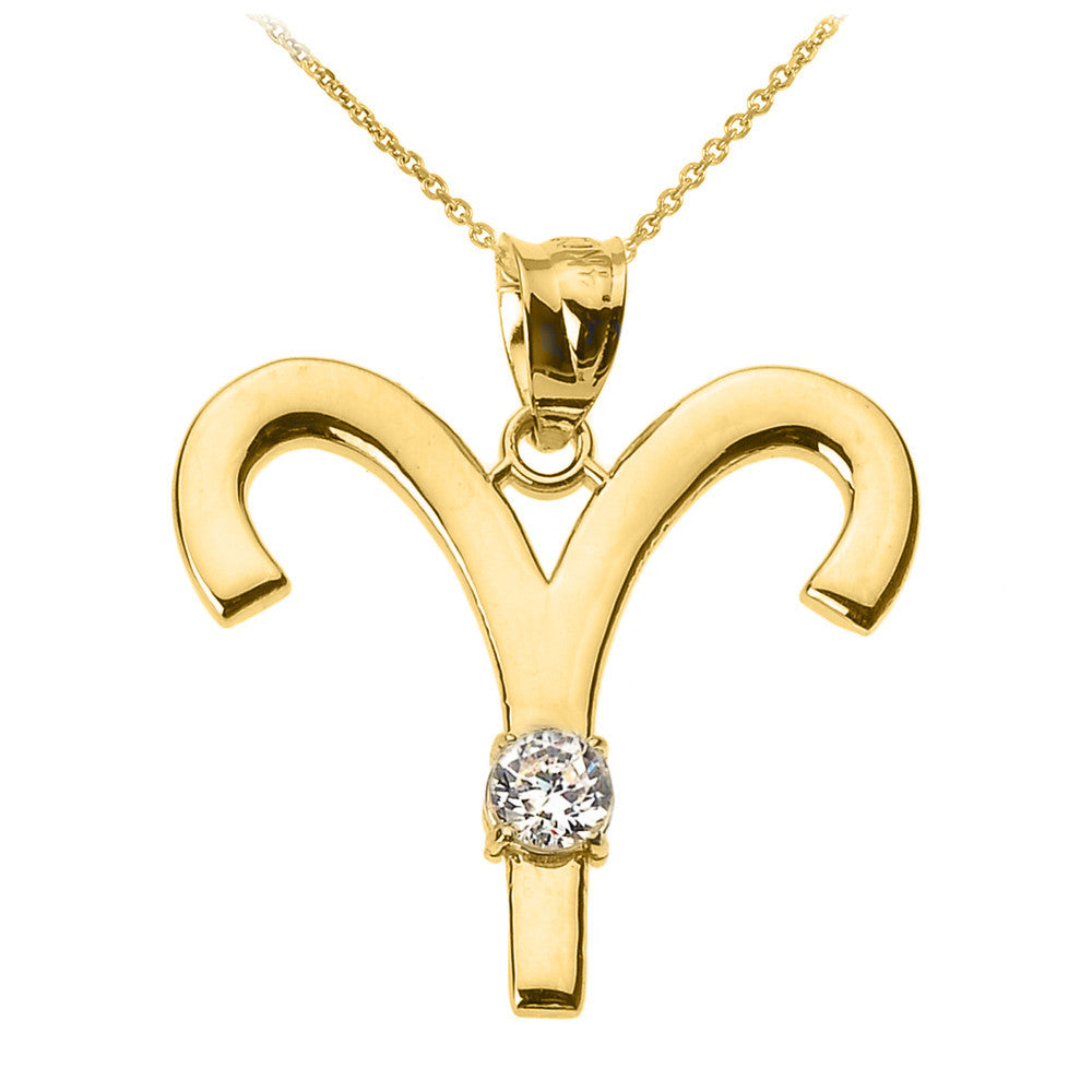 12 Astrological Gold Zodiac Sign With Birthstone Pendant Necklace (Available in Yellow/Rose/White Gold)