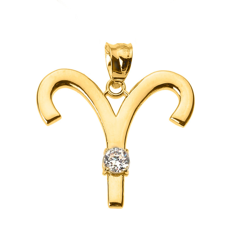 12 Astrological Gold Zodiac Sign With Birthstone Pendant Necklace (Available in Yellow/Rose/White Gold)