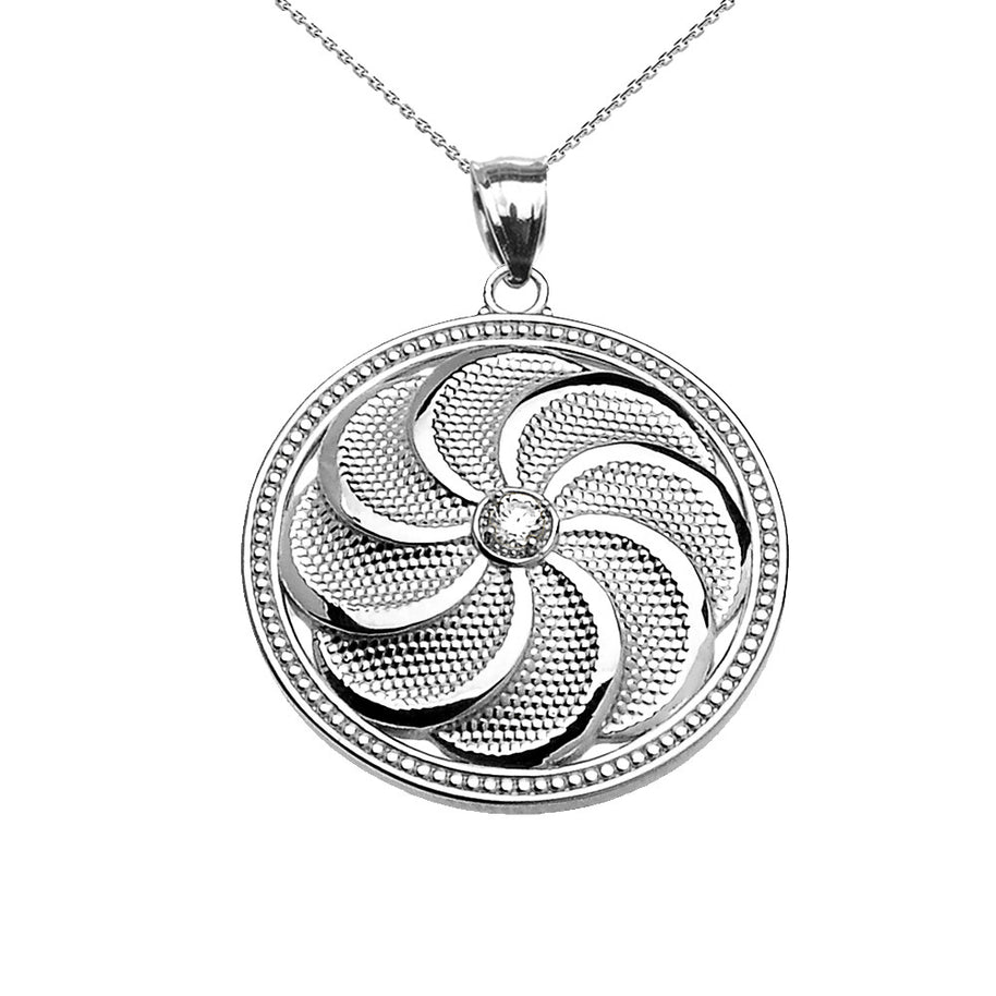 Sterling Silver Shield Armenian Eternity Cubic Zirconia Religious Pendant Necklace