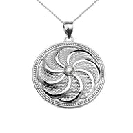 Sterling Silver Shield Armenian Eternity Cubic Zirconia Religious Pendant Necklace