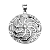 Sterling Silver Shield Armenian Eternity Diamond Pendant Necklace