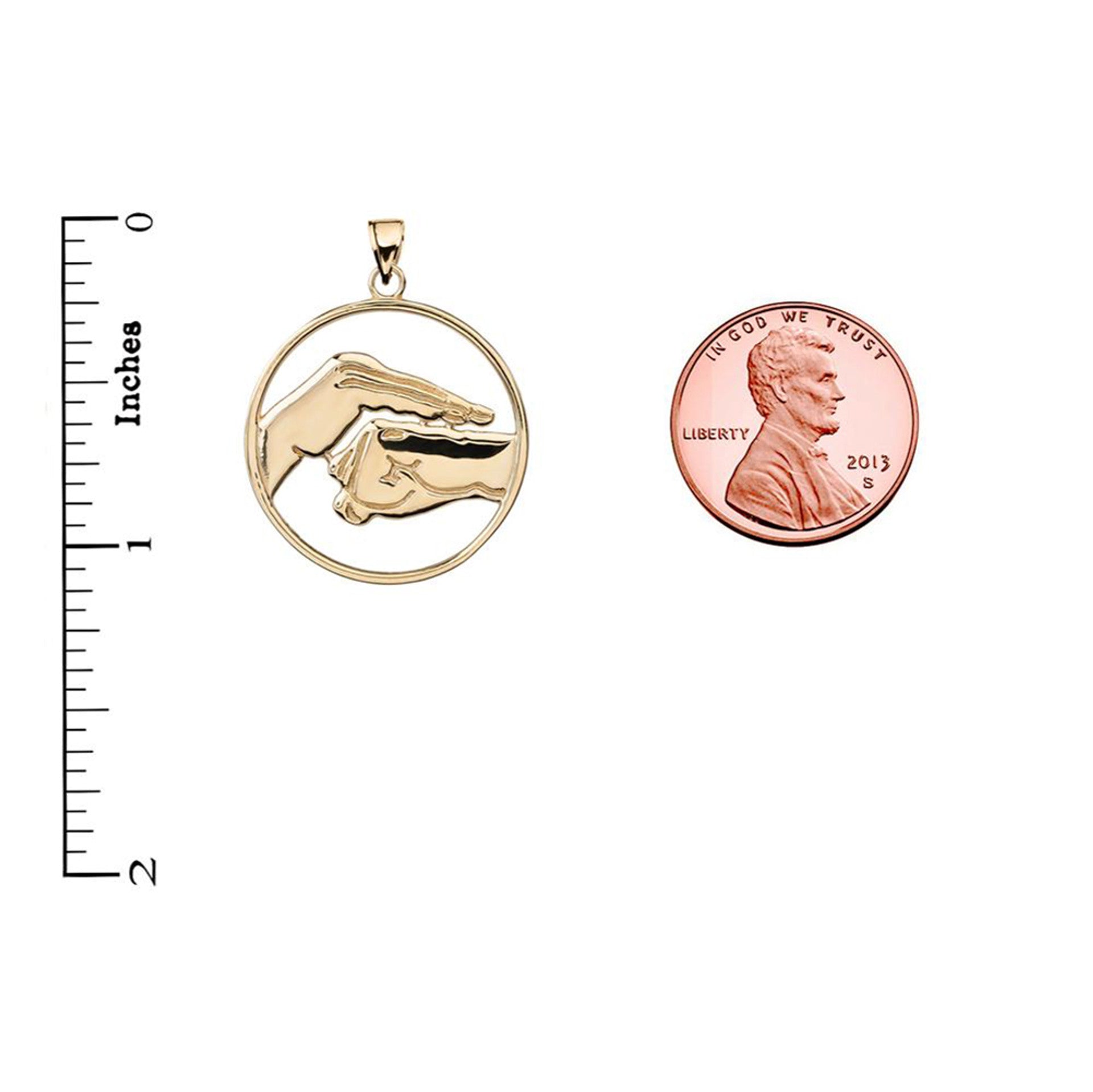 Gold Bao Quan Martial Arts Hand Symbol Pendant (Available in Yellow/Rose/White Gold)