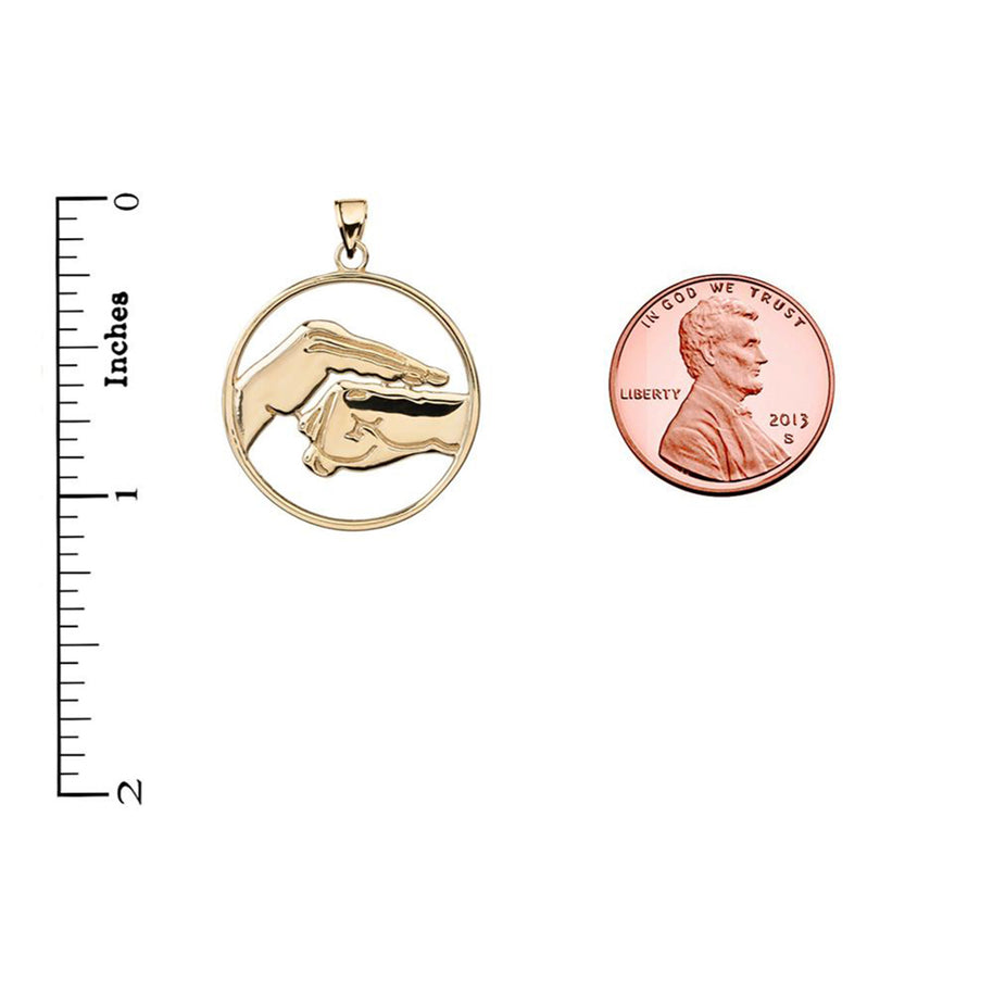 Gold Bao Quan Martial Arts Hand Symbol Pendant (Available in Yellow/Rose/White Gold)