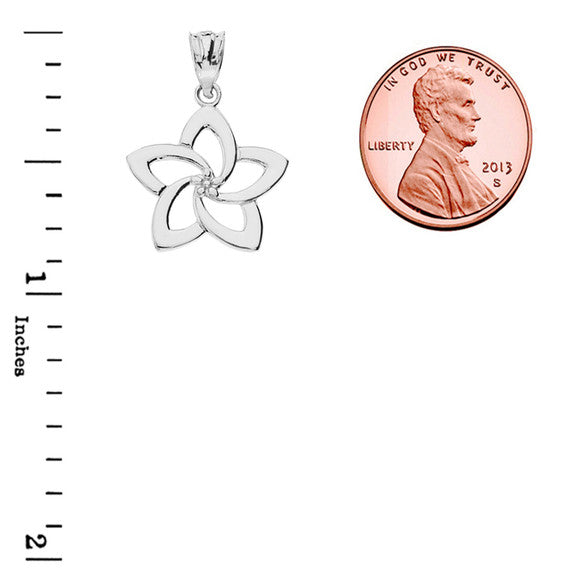 .925 Sterling Silver Flower Hawaiian Plumeria Pendant Necklace
