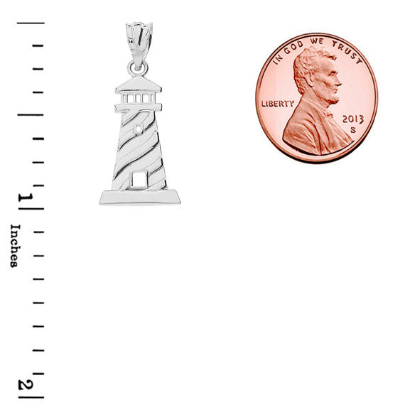 .925 Sterling Silver Lighthouse Pendant Necklace