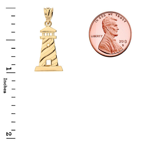 Gold Lighthouse Pendant Necklace (Available in Yellow/Rose/White Gold)