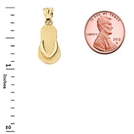 Solid Gold Textured Flip Flop Pendant Necklace(Available in Yellow/Rose/White Gold)