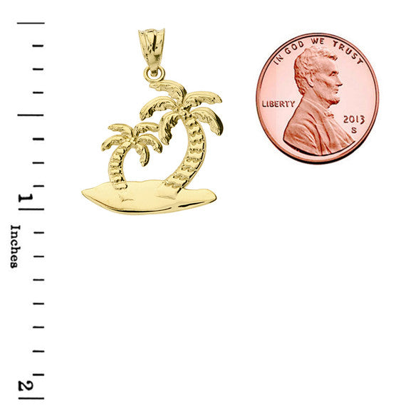 Gold Palm Tree Pendant Necklace(Available In Yellow/Rose/White Gold)