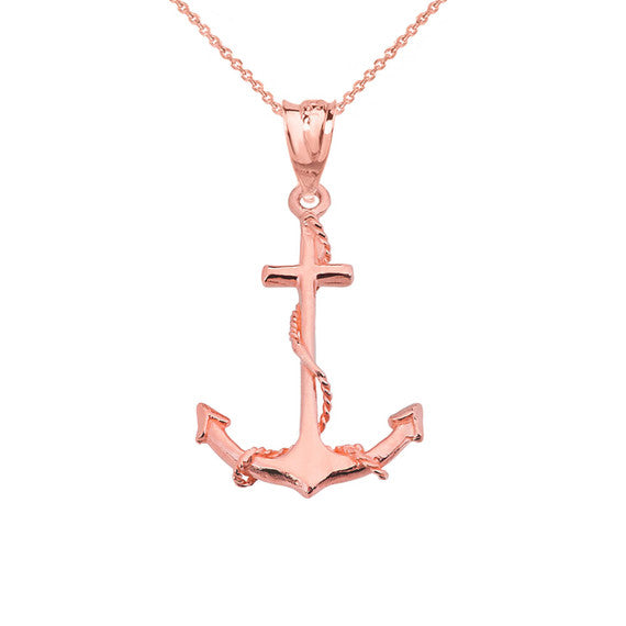 Gold Dainty Anchor Pendant Necklace (Available In Yellow/Rose/White Gold)