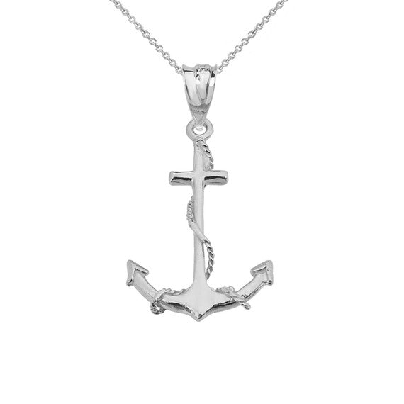 Dainty Anchor Pendant Necklace in Sterling Silver