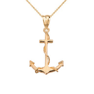 Gold Dainty Anchor Pendant Necklace (Available In Yellow/Rose/White Gold)