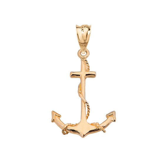 Gold Dainty Anchor Pendant Necklace (Available In Yellow/Rose/White Gold)