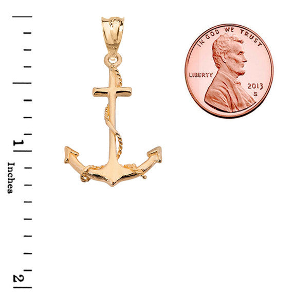 Gold Dainty Anchor Pendant Necklace (Available In Yellow/Rose/White Gold)