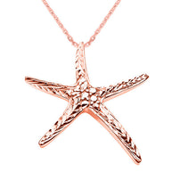 Gold Diamond Cut Starfish Pendant Necklace(Available In Yellow/Rose/White Gold)