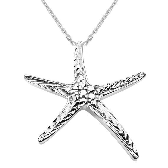 Gold Diamond Cut Starfish Pendant Necklace(Available In Yellow/Rose/White Gold)