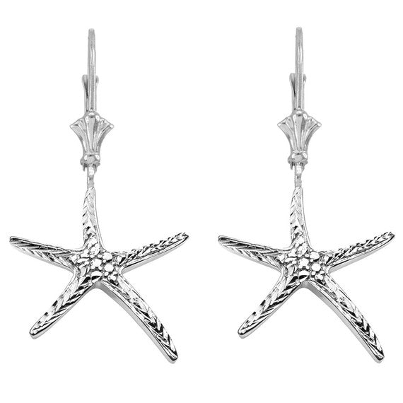 Diamond Cut Starfish Earrings in Sterling Silver