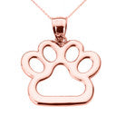 Gold Dog Paw Print Pendant Necklace(Available In Yellow/Rose/White Gold)
