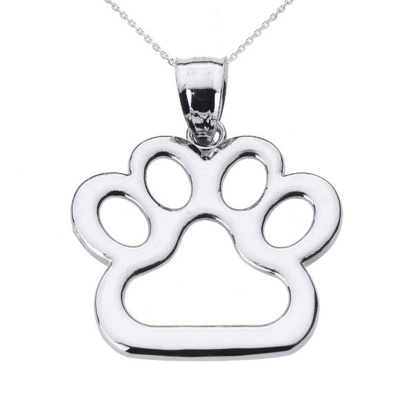 Gold Dog Paw Print Pendant Necklace(Available In Yellow/Rose/White Gold)