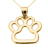 Gold Dog Paw Print Pendant Necklace(Available In Yellow/Rose/White Gold)