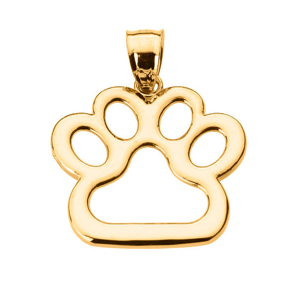 Gold Dog Paw Print Pendant Necklace(Available In Yellow/Rose/White Gold)
