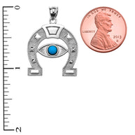 Sterling Silver Evil Eye Protection Horse Shoe Good luck Pedant Necklace