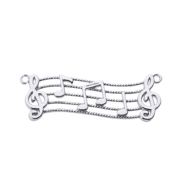 Sterling Silver Treble Clef with Musical Notes Pendant Necklace