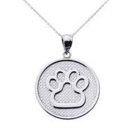 Gold Dog Paw Print Disc Pendant Necklace(Available In Yellow/Rose/White Gold)