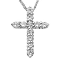14K Gold Round Diamond Cross Necklace (Available in Yellow/Rose/White Gold)