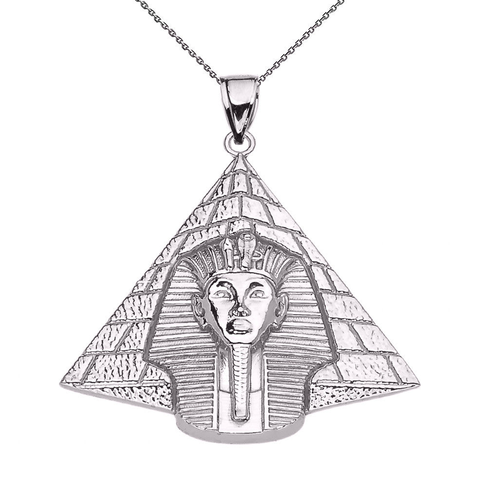 Gold Detailed Egyptian Pyramid King Tut (Tutankhamun) Pendant Necklace(Available In Yellow/Rose/White Gold)
