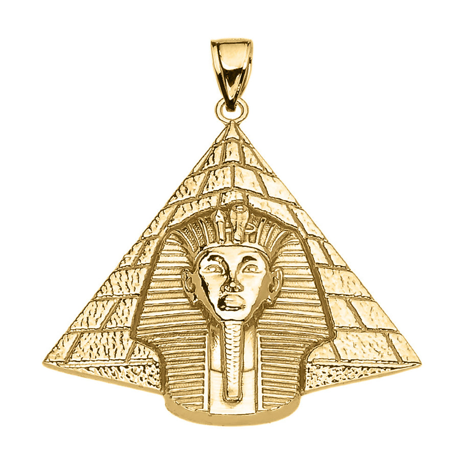 Gold Detailed Egyptian Pyramid King Tut (Tutankhamun) Pendant Necklace(Available In Yellow/Rose/White Gold)