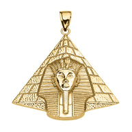 Gold Detailed Egyptian Pyramid King Tut (Tutankhamun) Pendant Necklace(Available In Yellow/Rose/White Gold)