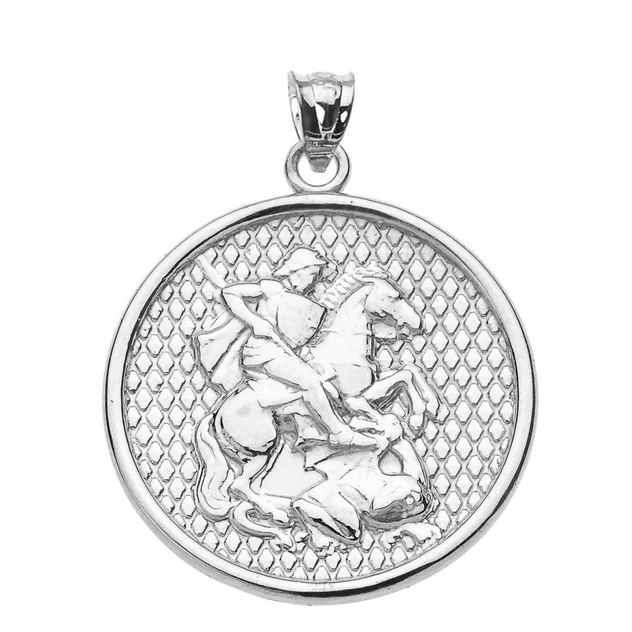 .925 Sterling Silver Saint George Pendant Necklace