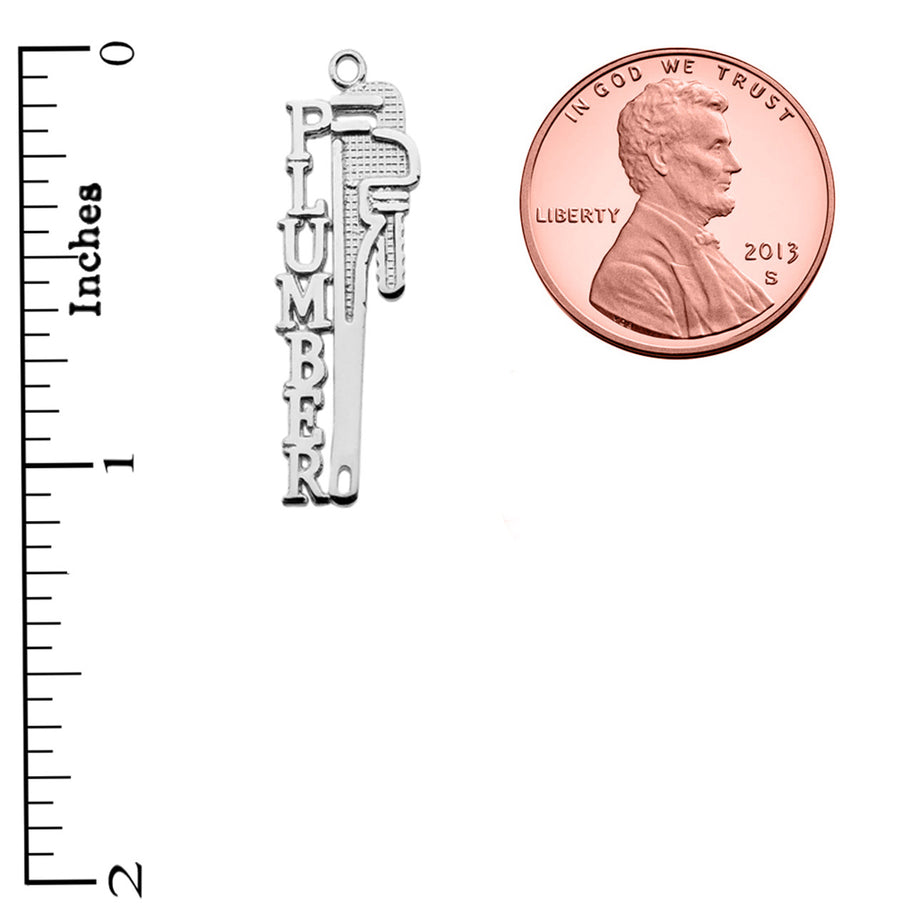 Sterling Silver Plumber Tool Wrench Pendant Necklace