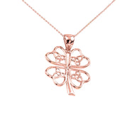 Solid Gold Celtic Trinity Knot Clover Pendant Necklace (Available in Yellow/Rose/White Gold)