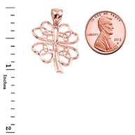 Solid Gold Celtic Trinity Knot Clover Pendant Necklace (Available in Yellow/Rose/White Gold)