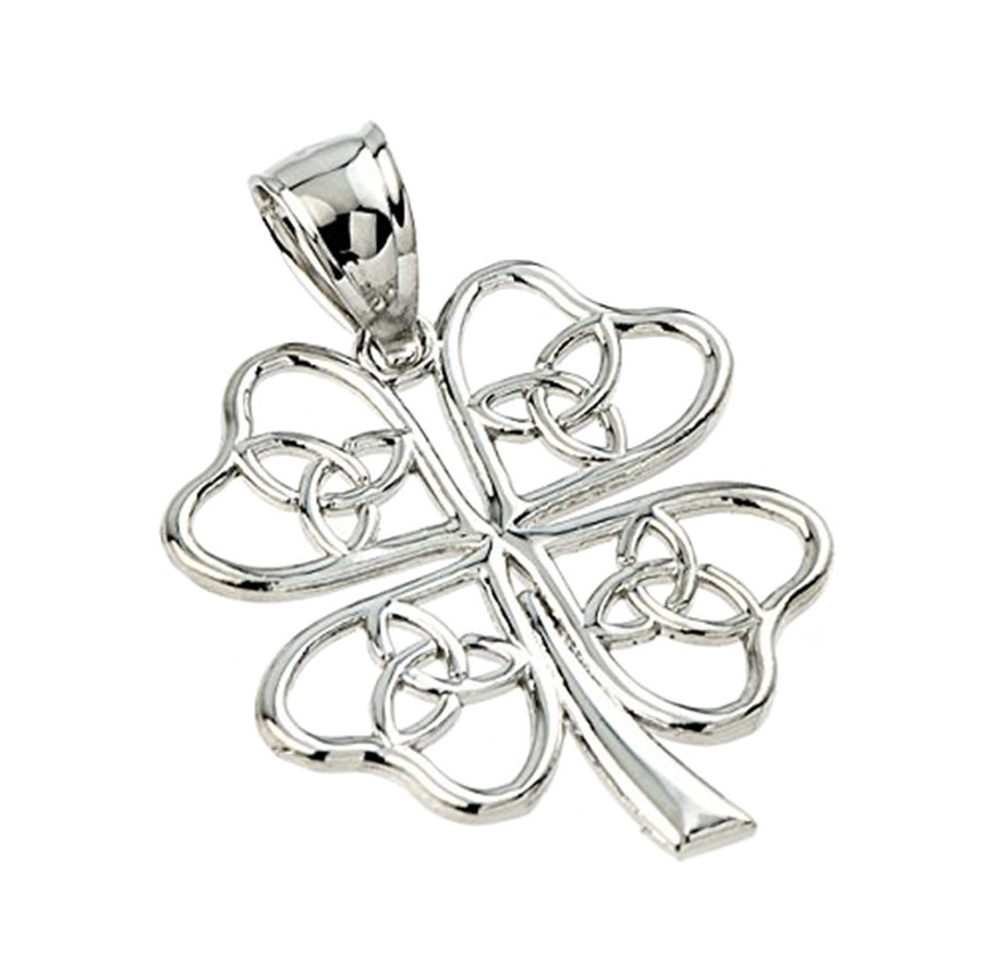 Solid Gold Celtic Trinity Knot Clover Pendant Necklace (Available in Yellow/Rose/White Gold)