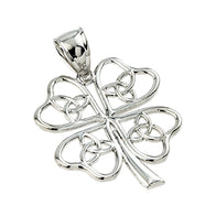 Solid Gold Celtic Trinity Knot Clover Pendant Necklace (Available in Yellow/Rose/White Gold)