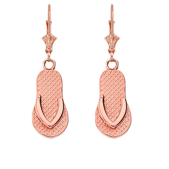 Solid Gold Flip Flop Earrings (Available in Yellow/Rose/White Gold)