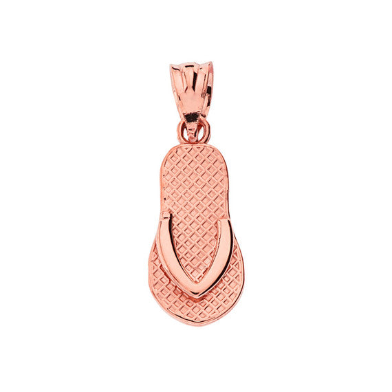 Solid Gold Textured Flip Flop Pendant Necklace(Available in Yellow/Rose/White Gold)