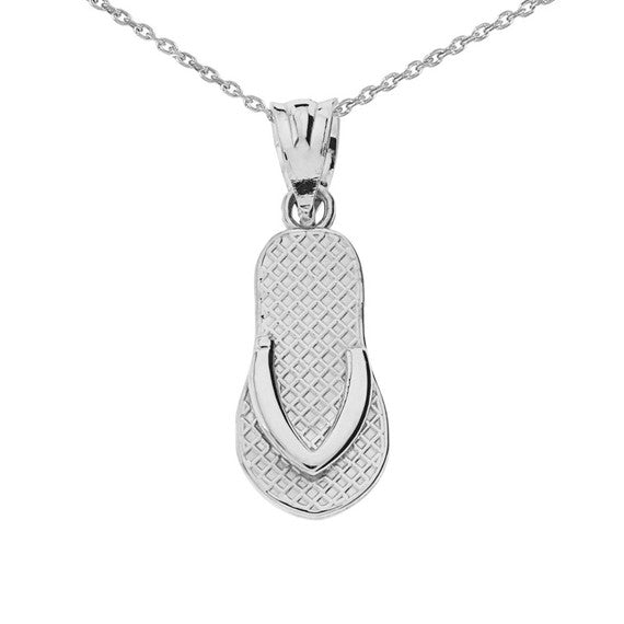 Solid Gold Textured Flip Flop Pendant Necklace(Available in Yellow/Rose/White Gold)