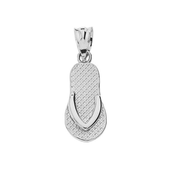 Solid Gold Textured Flip Flop Pendant Necklace(Available in Yellow/Rose/White Gold)