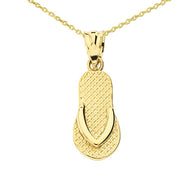 Solid Gold Textured Flip Flop Pendant Necklace(Available in Yellow/Rose/White Gold)