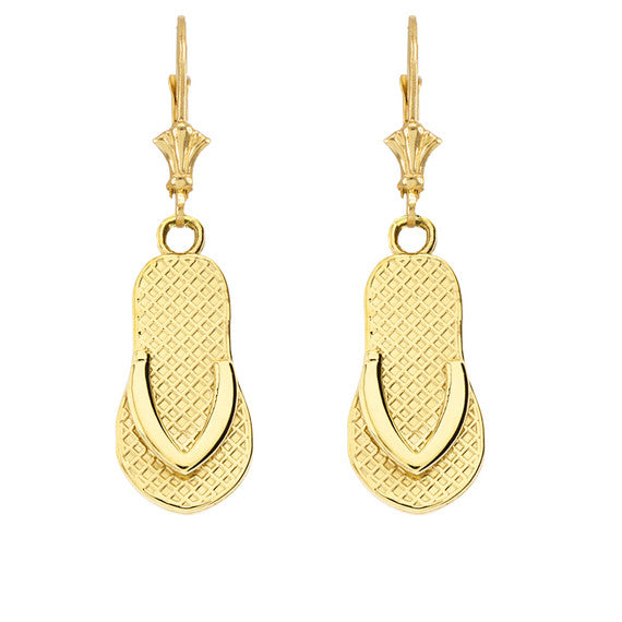 Solid Gold Flip Flop Earrings (Available in Yellow/Rose/White Gold)
