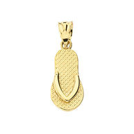 Solid Gold Textured Flip Flop Pendant Necklace(Available in Yellow/Rose/White Gold)