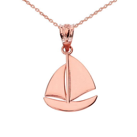 Sail Boat Pendant Necklace(Available in Yellow/Rose/White Gold)